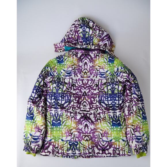 Vtg OP Ocean Pacific Women's Medium Snowboard Jacket Multicolor Hooded Y2K 90s - Picture 2 of 15
